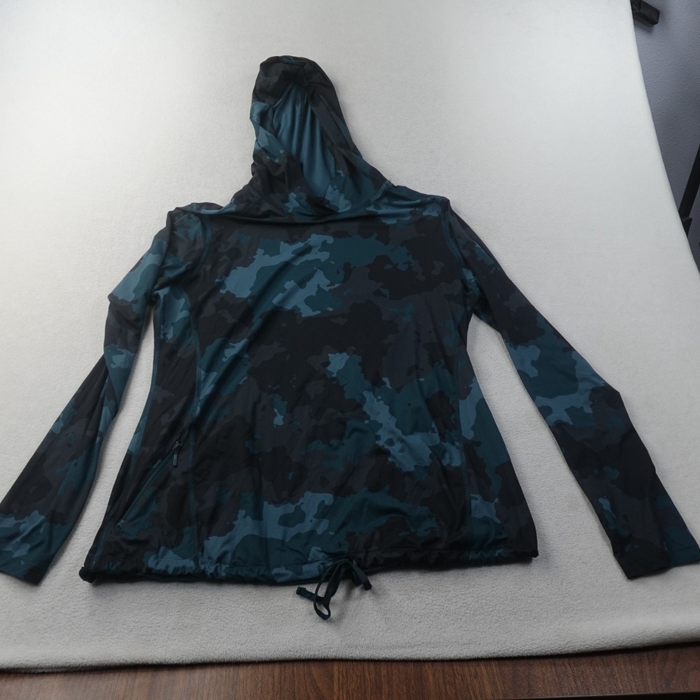 Mountain Hardwear Crater Lake Hoody Womens Large Camo UPF 50 Hiking Sun Shirt